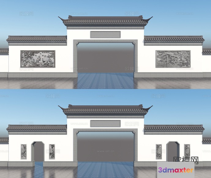 Traditional Chinese Gate 3D Model - 19497 - VRAY Render