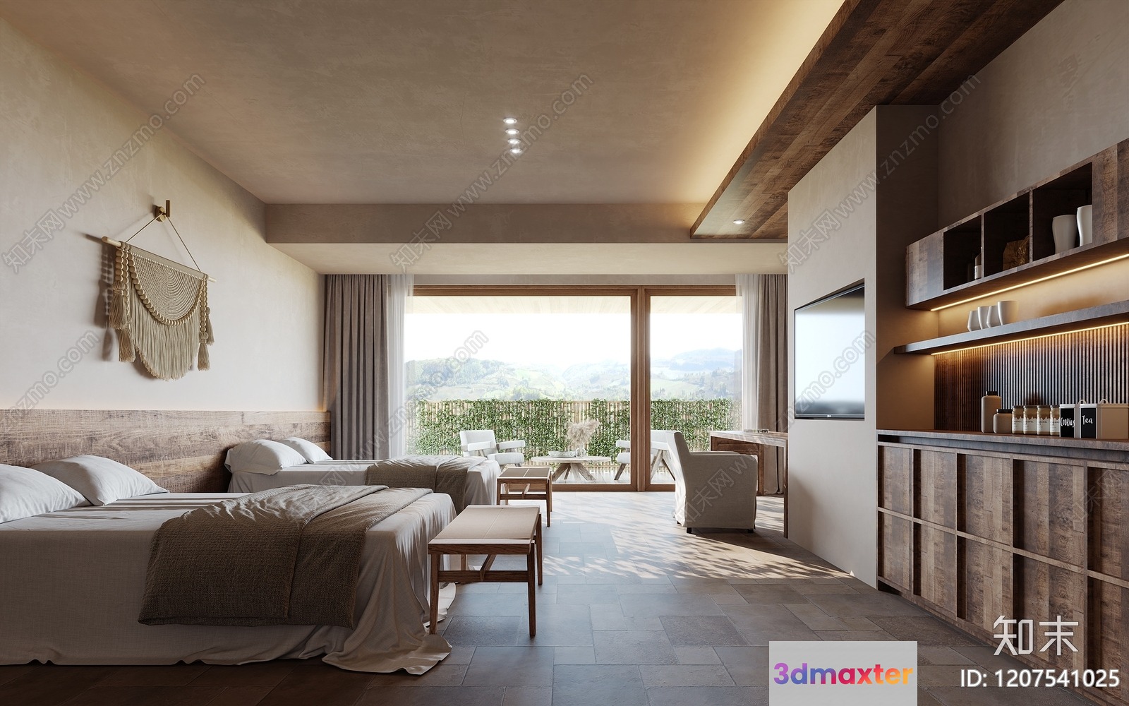 Cozy Modern Bedroom 3D Model - 1677 - VRAY Render