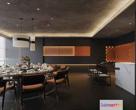 Modern Dining Room 3D Model - 12016 - CORONA Render