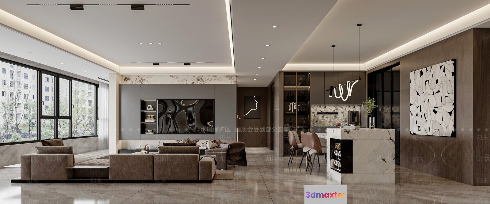 Modern Living Room 3D Model - 17506 - CORONA Render