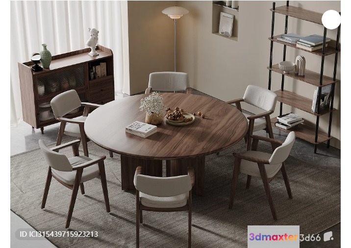 Mid-Century Modern Dining Room 3D Model - 1439 - VRAY Render