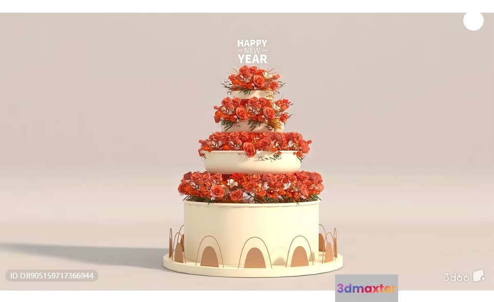 Happy New Year Cake 3D Model - 22744 - VRAY Render