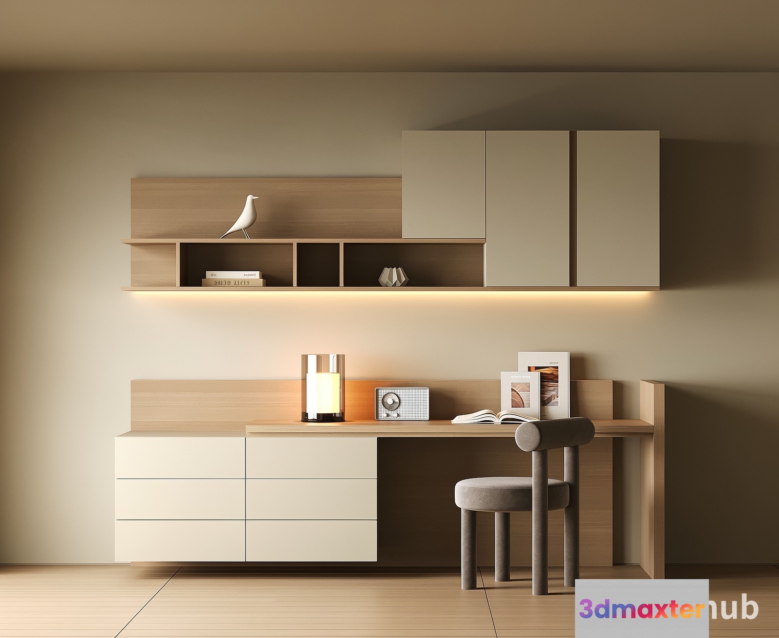 Modern Minimalist Desk Setup 3D Model - 21542 - VRAY Render