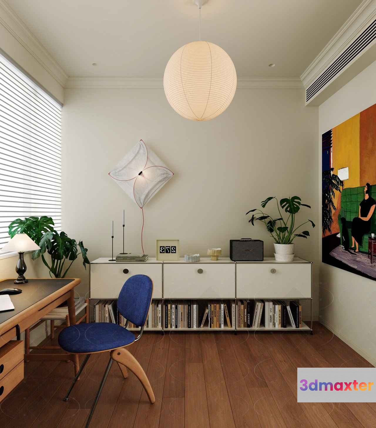 A Mid-Century Modern Desk 3D Model - 10163 - VRAY Render