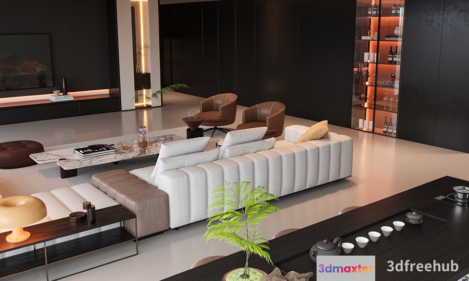 Modern Living Room 3D Model - 22882 - VRAY Render