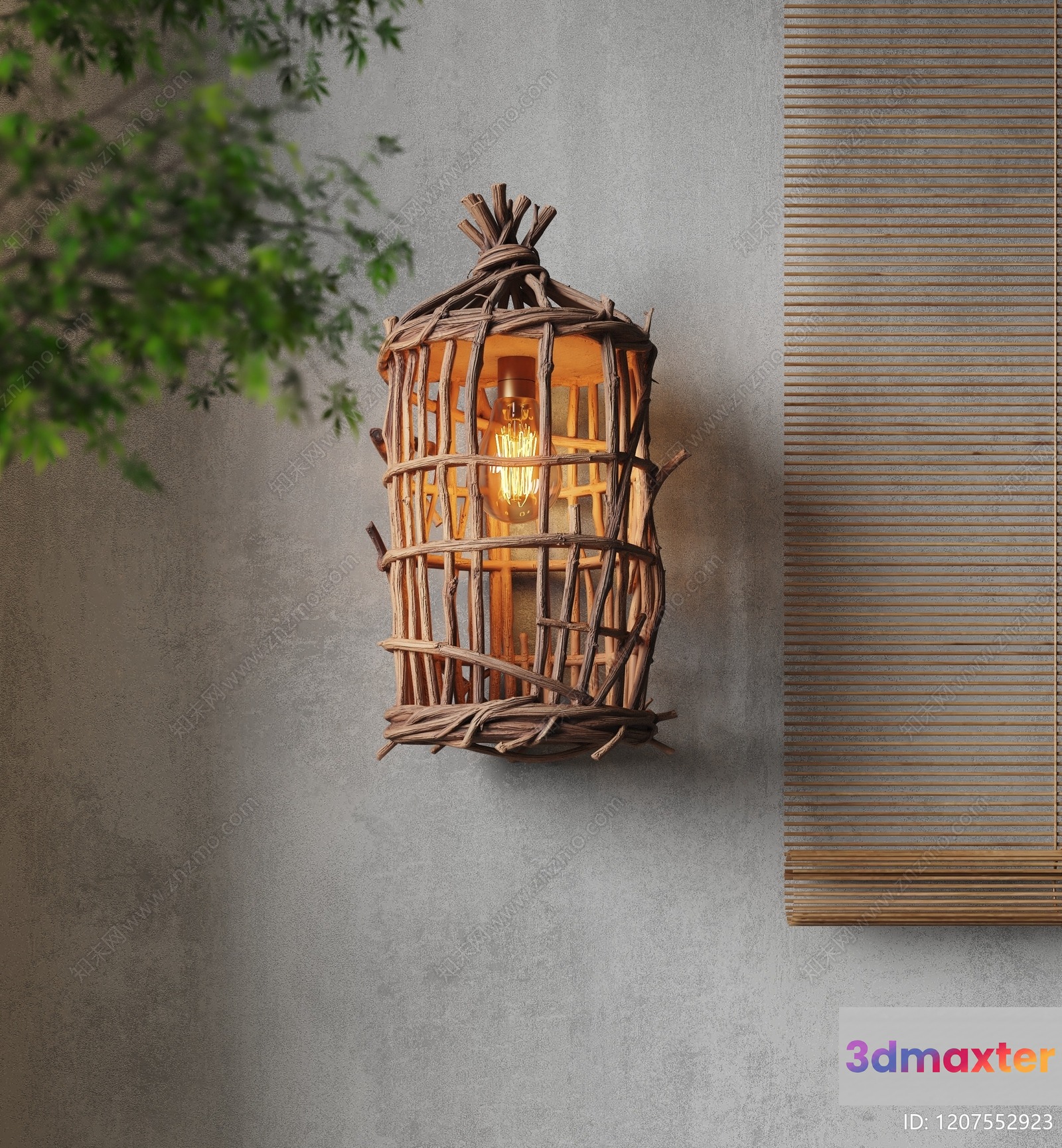 Light Fixture Made Of Woven Wood 3D Model - 3869 - VRAY Render