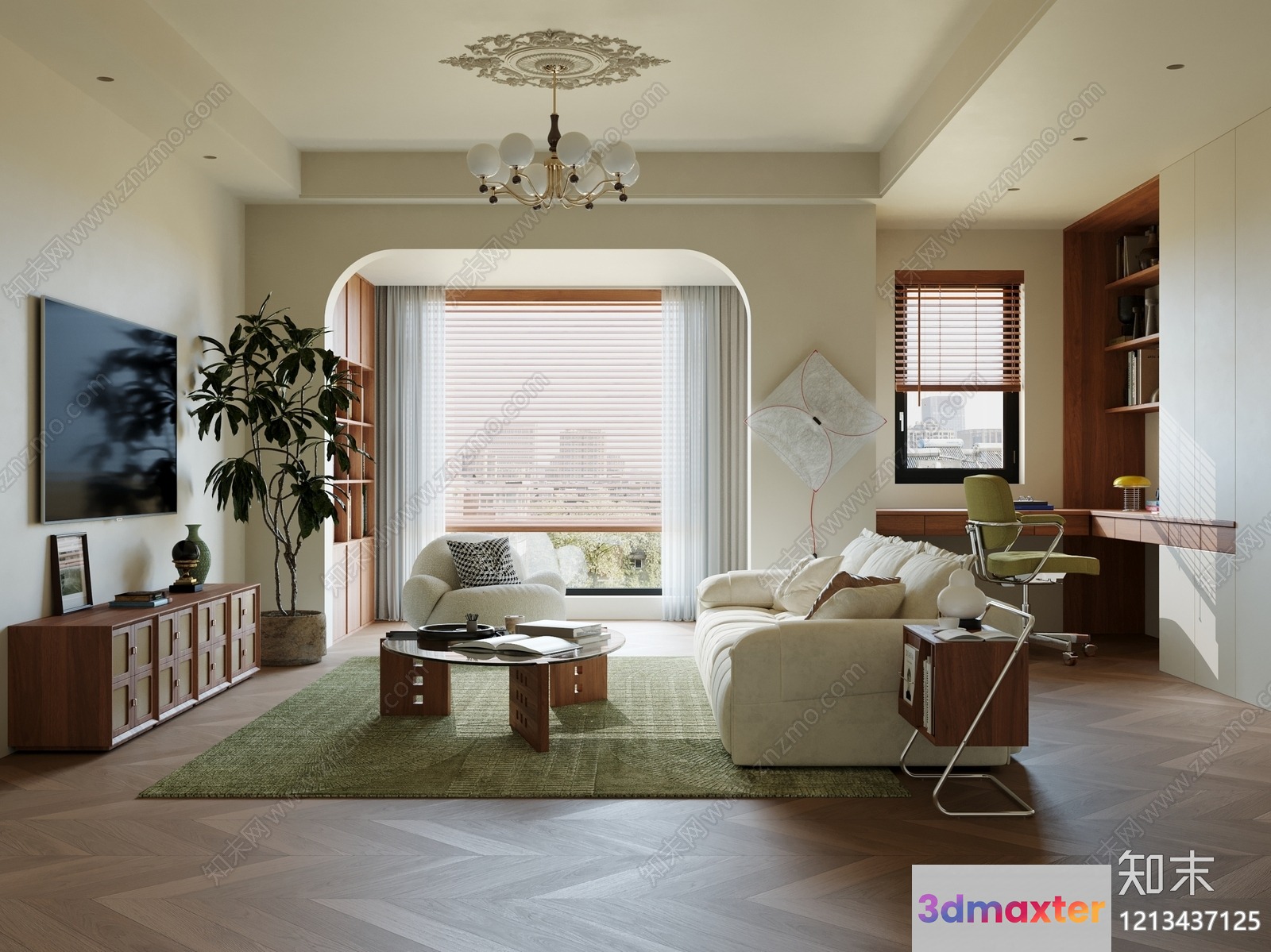 Modern Living Room 3D Model - 5619 - VRAY Render