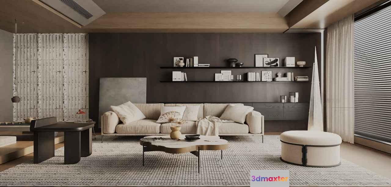 Modern Living Room 3D Model - 17343 - VRAY Render