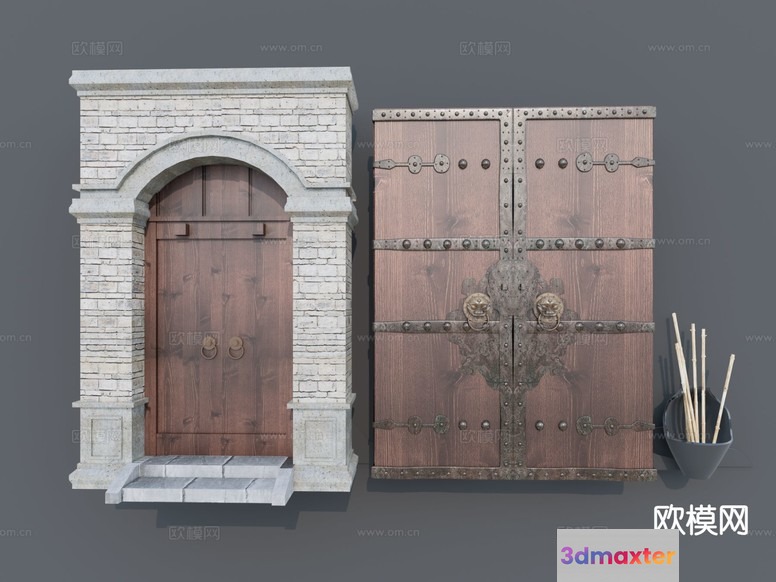 Ancient-Looking Wooden Doors 3D Model - 14670 - VRAY Render