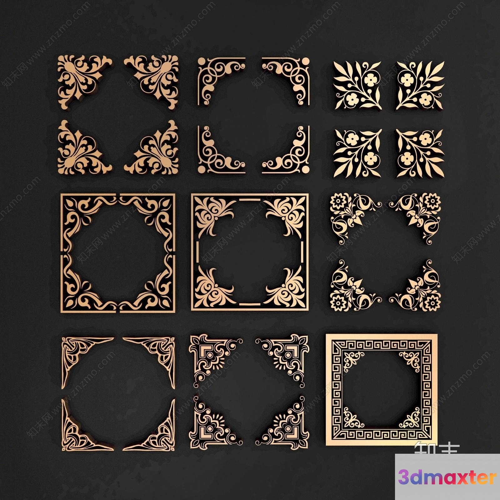 Gold Square Designs 3D Model - 3604 - VRAY Render