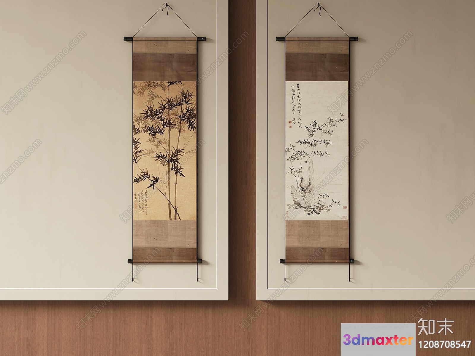 Traditional Asian Wall Art 3D Model - 463 - VRAY Render