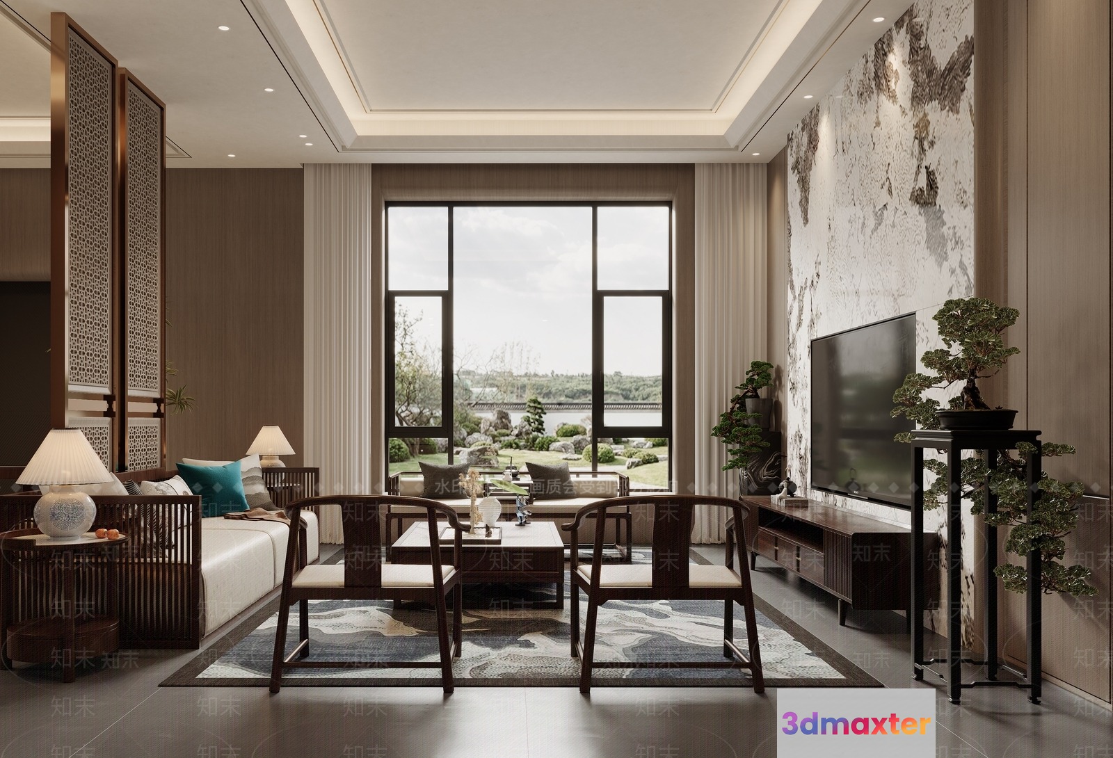 Modern Living Room 3D Model - 1989 - VRAY Render