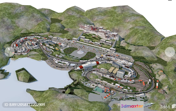 A 3D Rendering Of A Building And Surrounding Area 3D Model - 3028 - VRAY Render