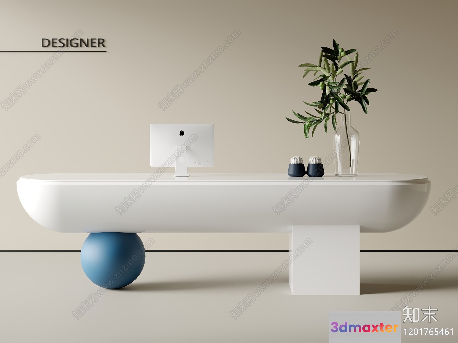 Modern White Desk 3D Model - 4491 - CORONA Render