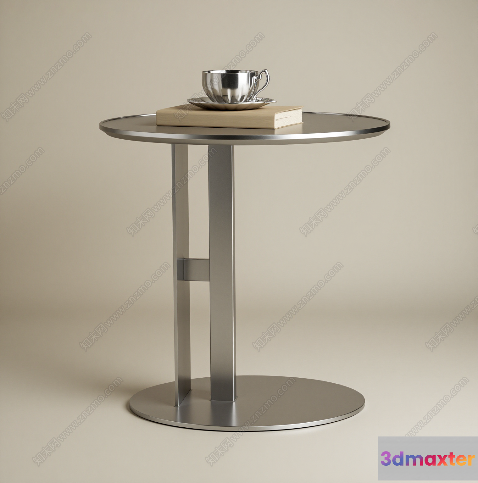 Silver Round Table 3D Model - 5313 - VRAY Render