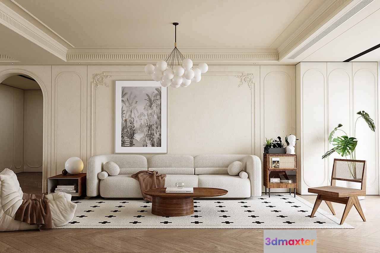Modern Living Room 3D Model - 6891 - VRAY Render