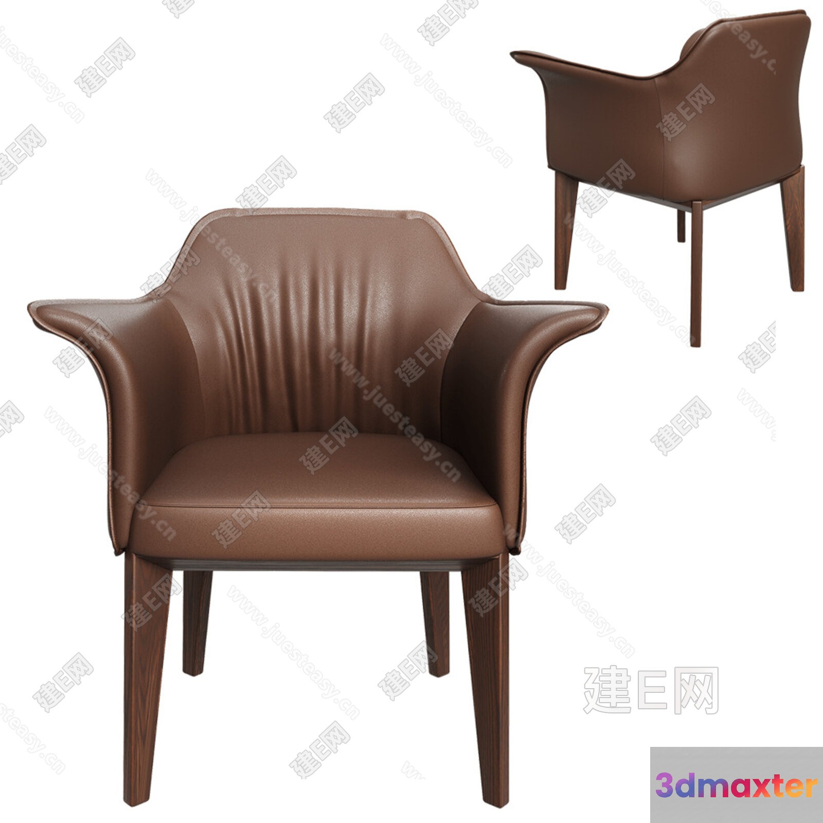 A Brown Leather Chair 3D Model - 17232 - VRAY Render