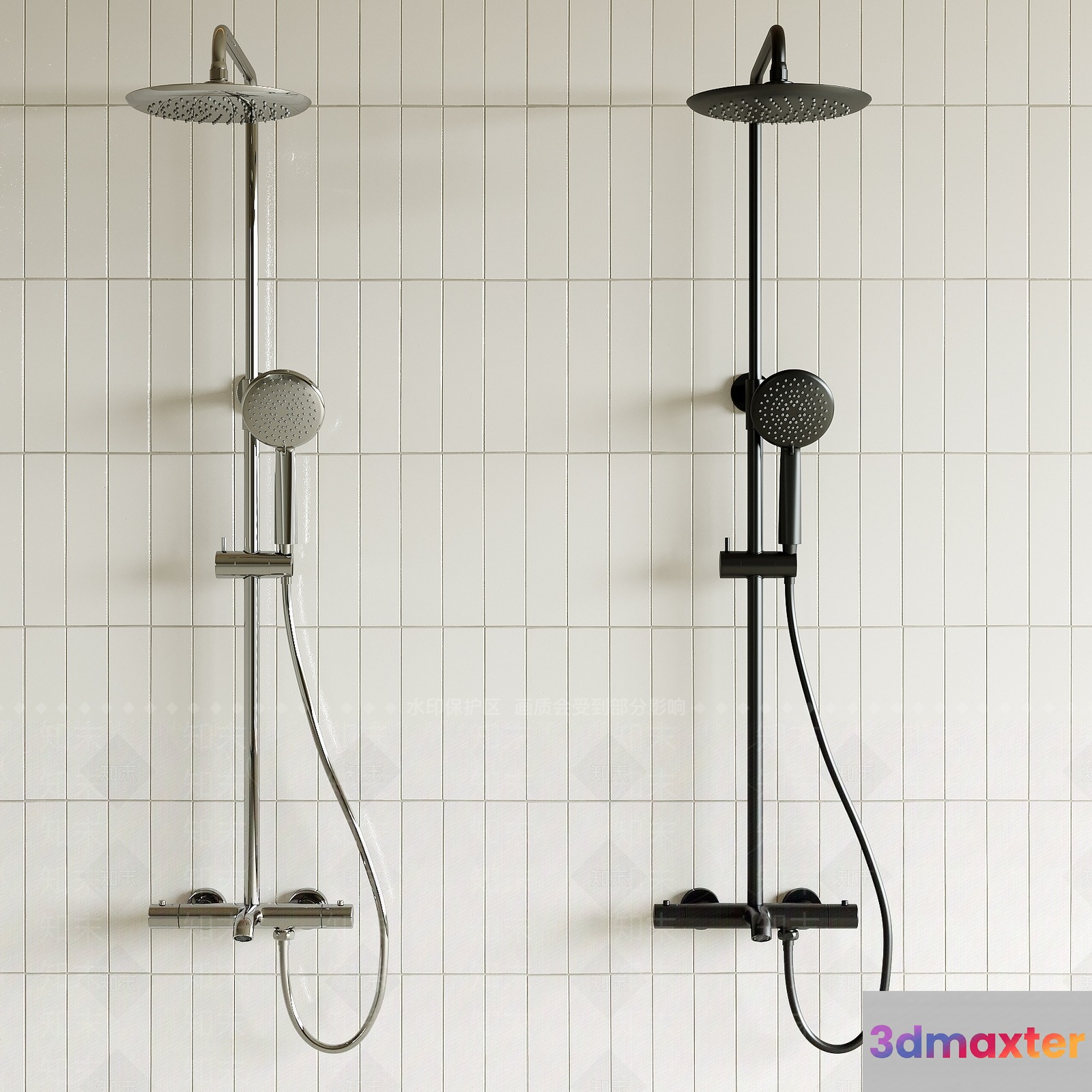 Modern Shower Fixtures 3D Model - 11397 - VRAY Render