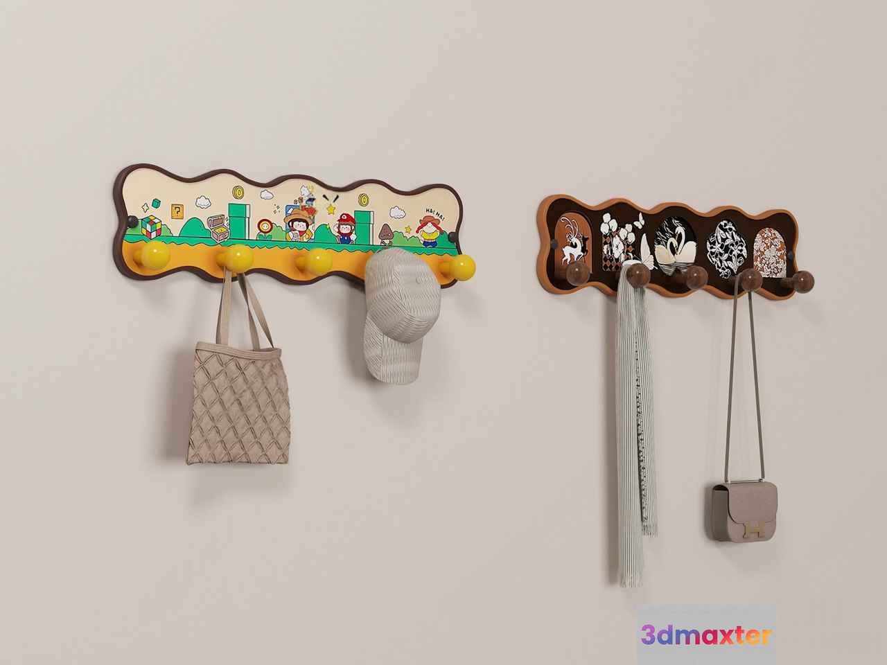 Coat Hooks On Wall 3D Model - 15758 - VRAY Render