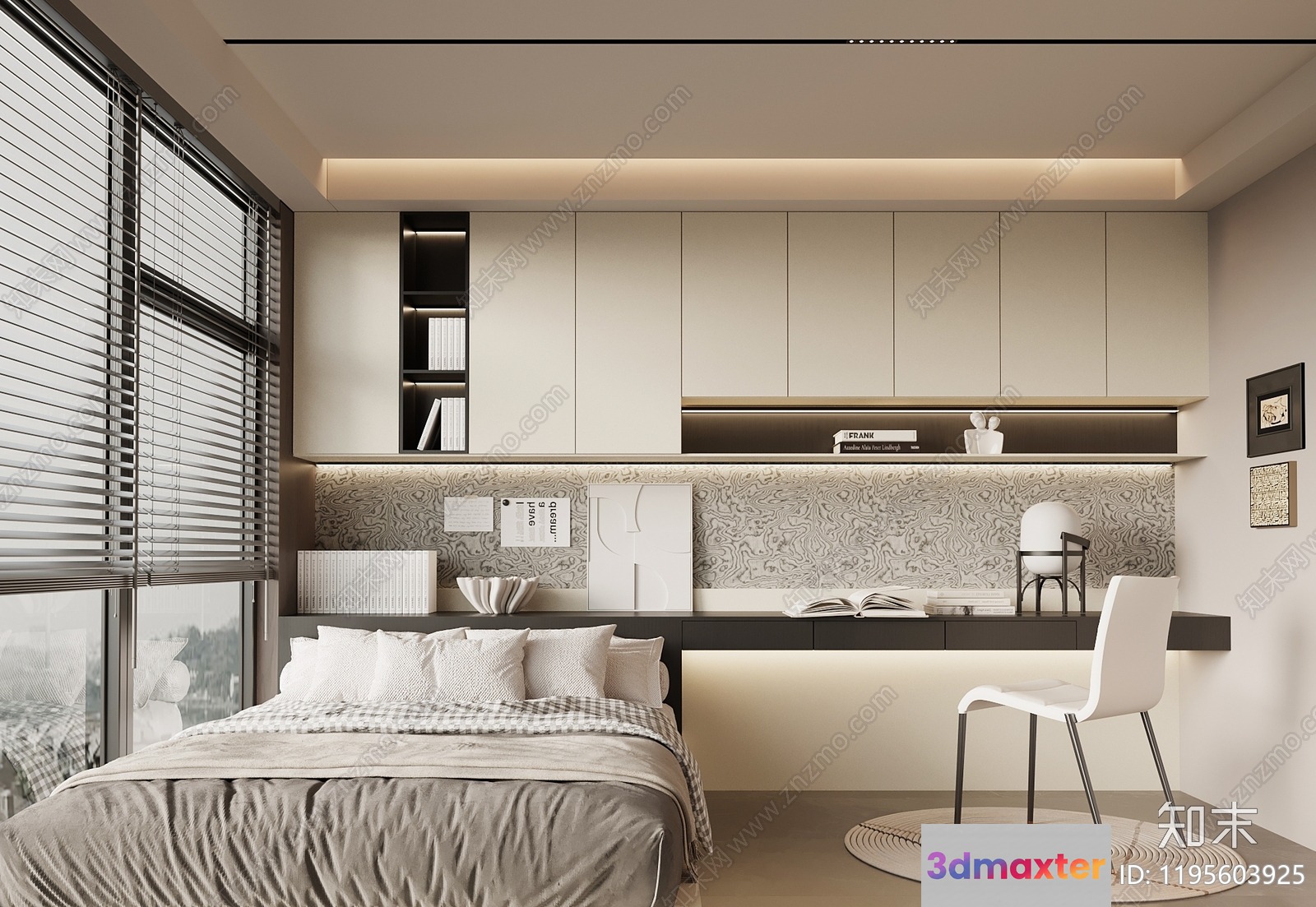 Modern Minimalist Bedroom 3D Model - 15904 - VRAY Render