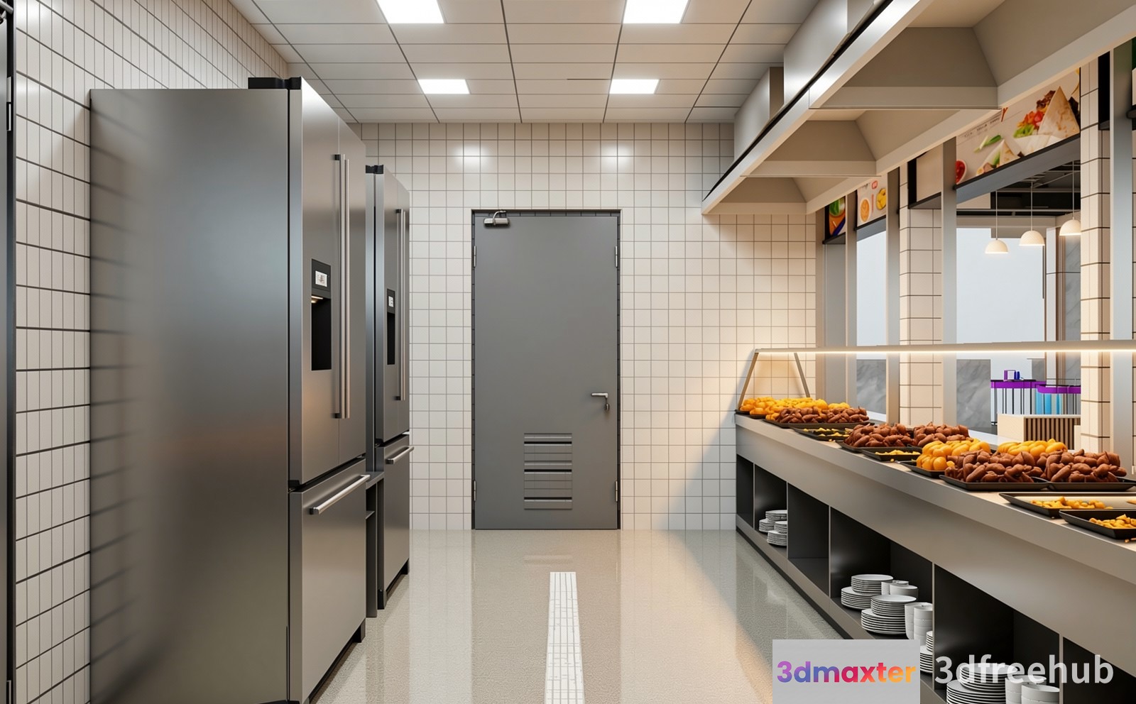 Modern Commercial Kitchen 3D Model - 23186 - VRAY Render