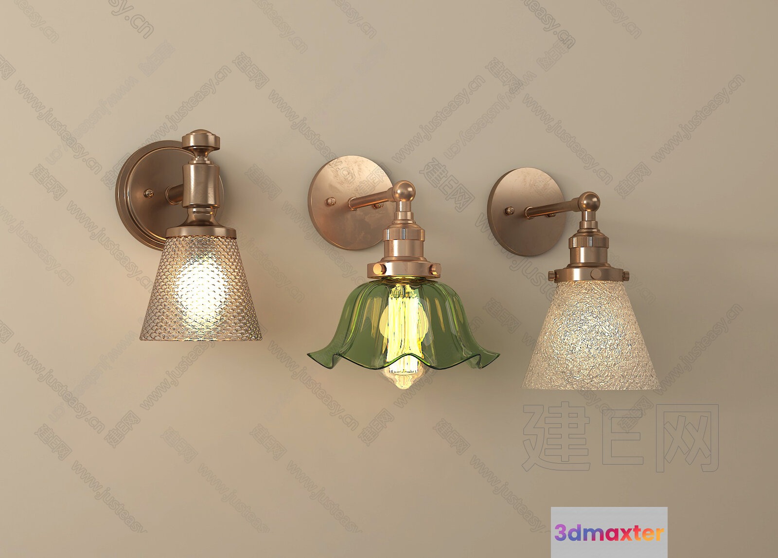 Gold Light Fixture 3D Model - 8567 - VRAY Render