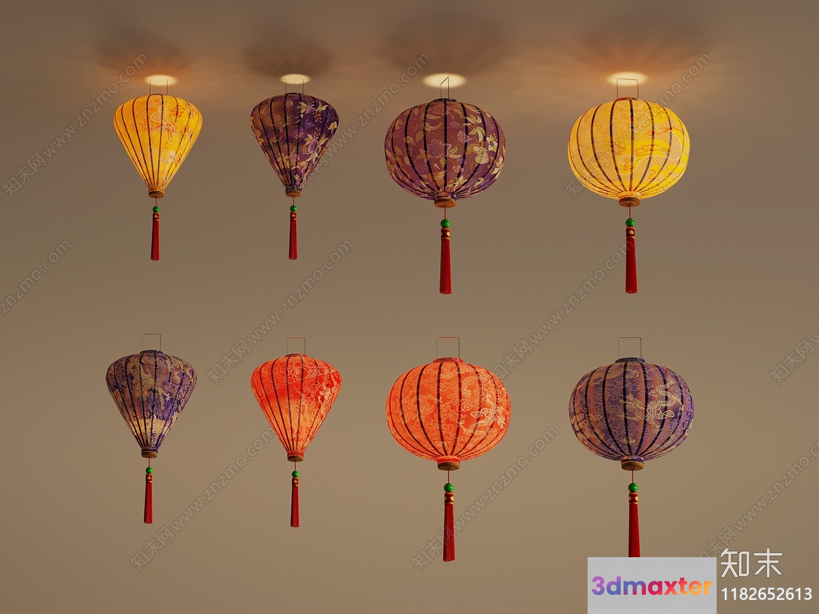 Traditional Chinese Lanterns 3D Model - 22515 - VRAY Render