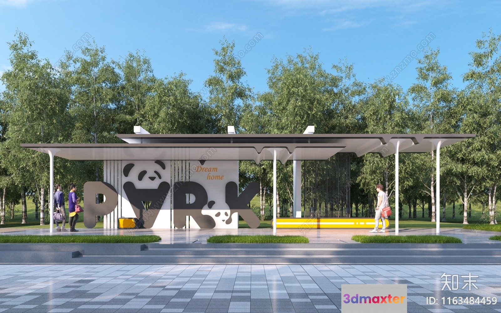 Modern Bus Stop 3D Model - 11076 - VRAY Render