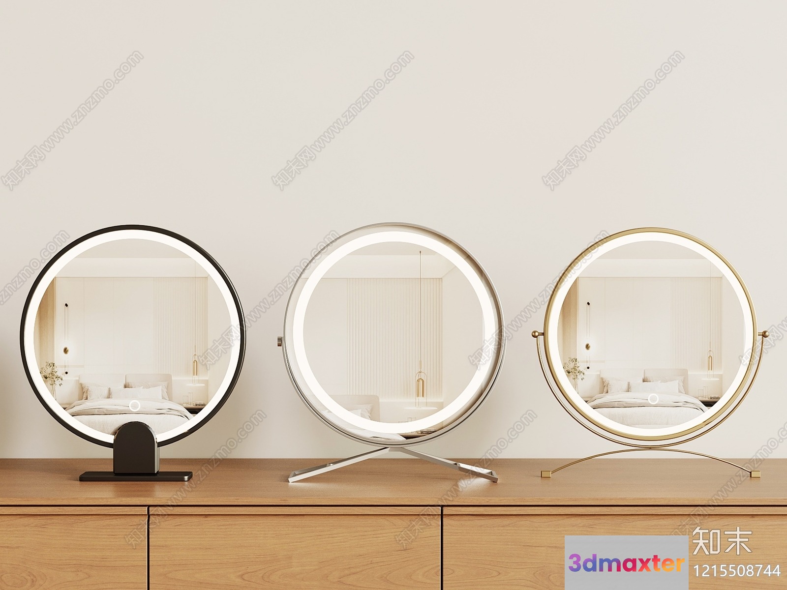 Modern Round Mirrors 3D Model - 14157 - VRAY Render