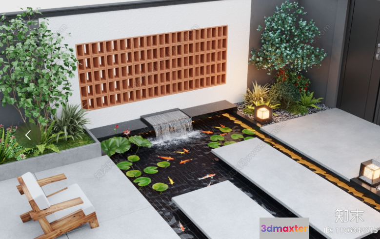 Modern Zen Garden 3D Model - 9848 - VRAY Render