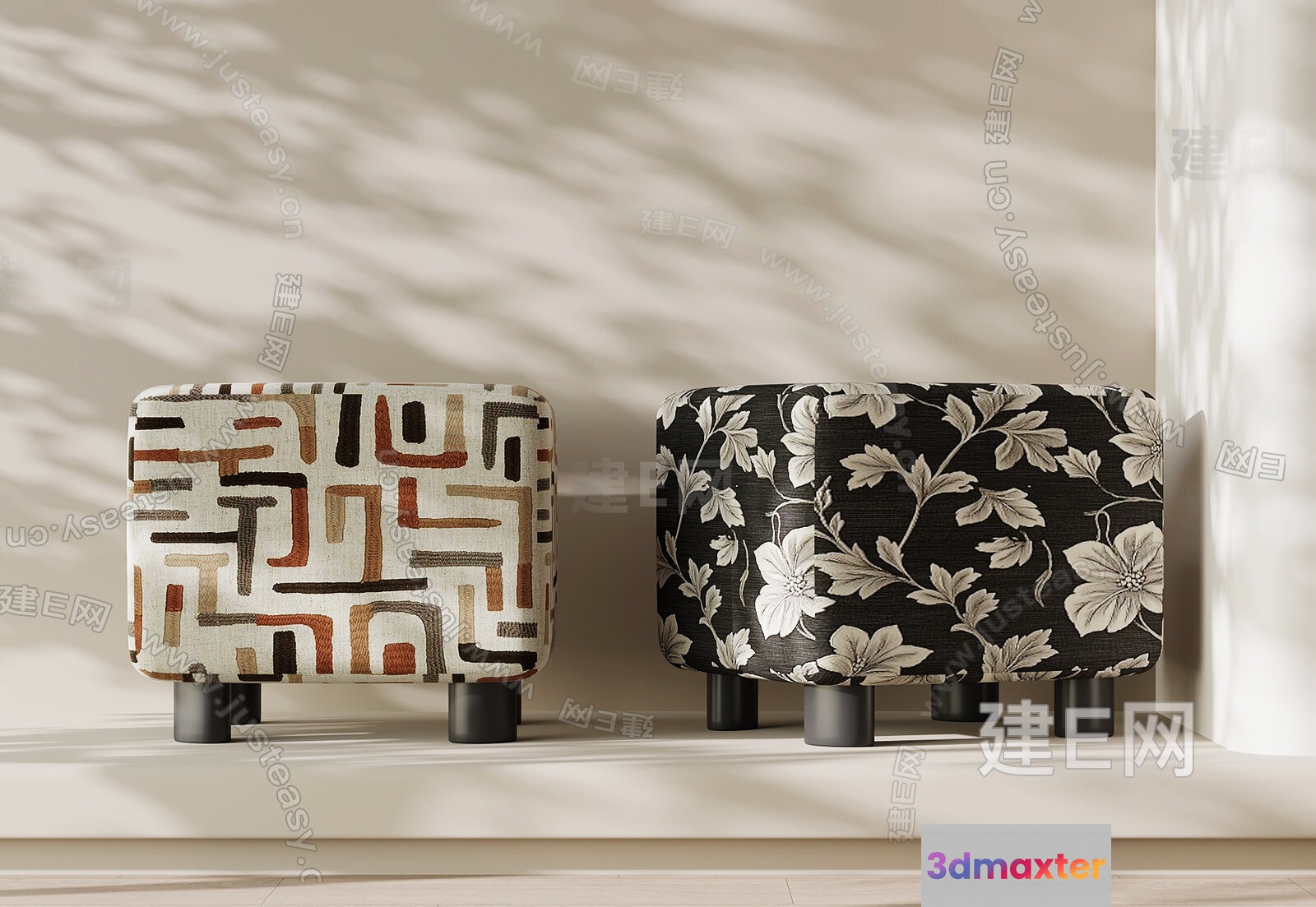 Modern Patterned Ottomans 3D Model - 4914 - VRAY Render