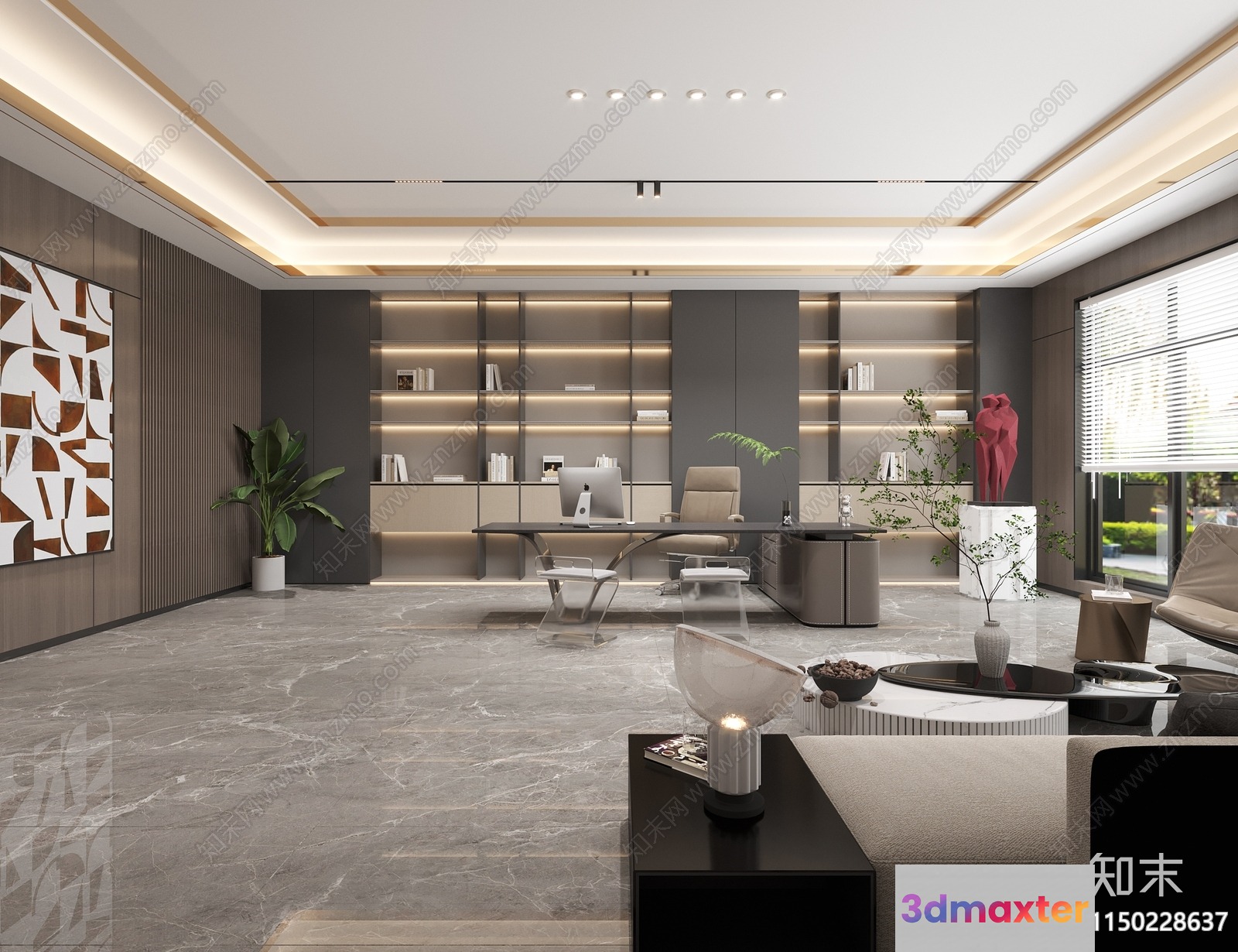 Modern Office Space 3D Model - 16002 - VRAY Render