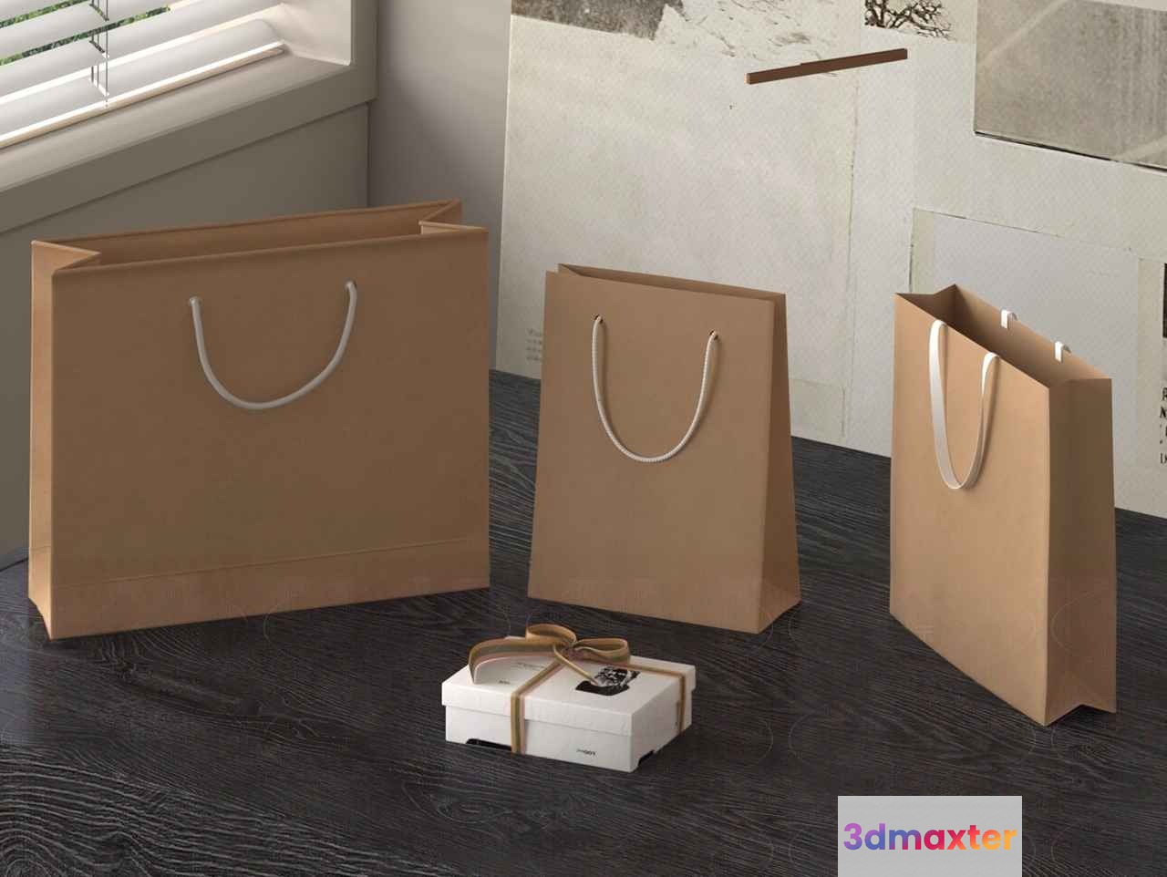 Brown Paper Bags 3D Model - 15488 - VRAY Render