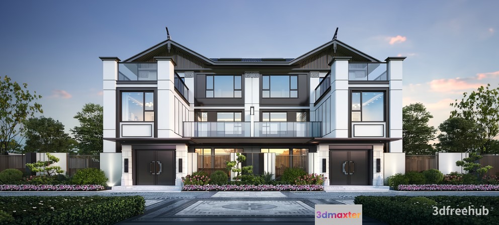 Modern Townhouse 3D Model - 21163 - VRAY Render