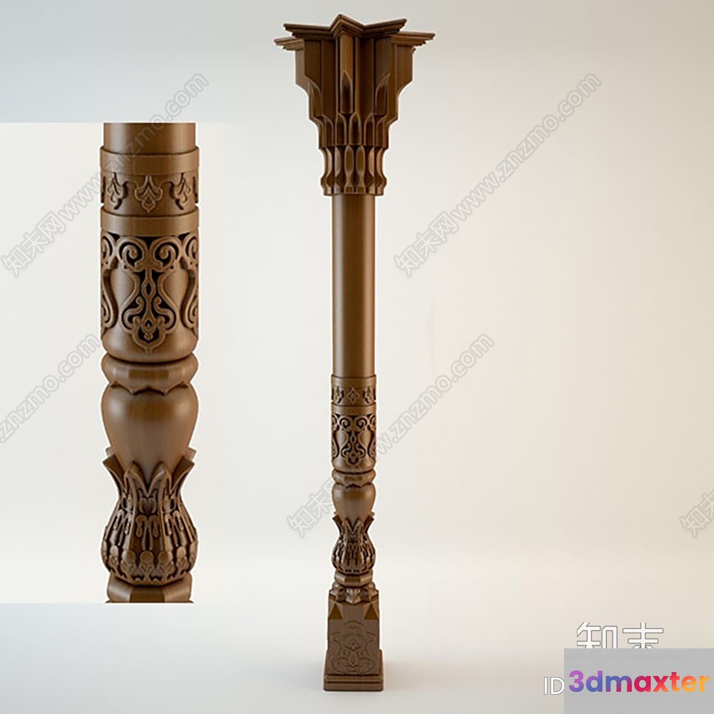 A Decorative Pillar 3D Model - 10013 - VRAY Render