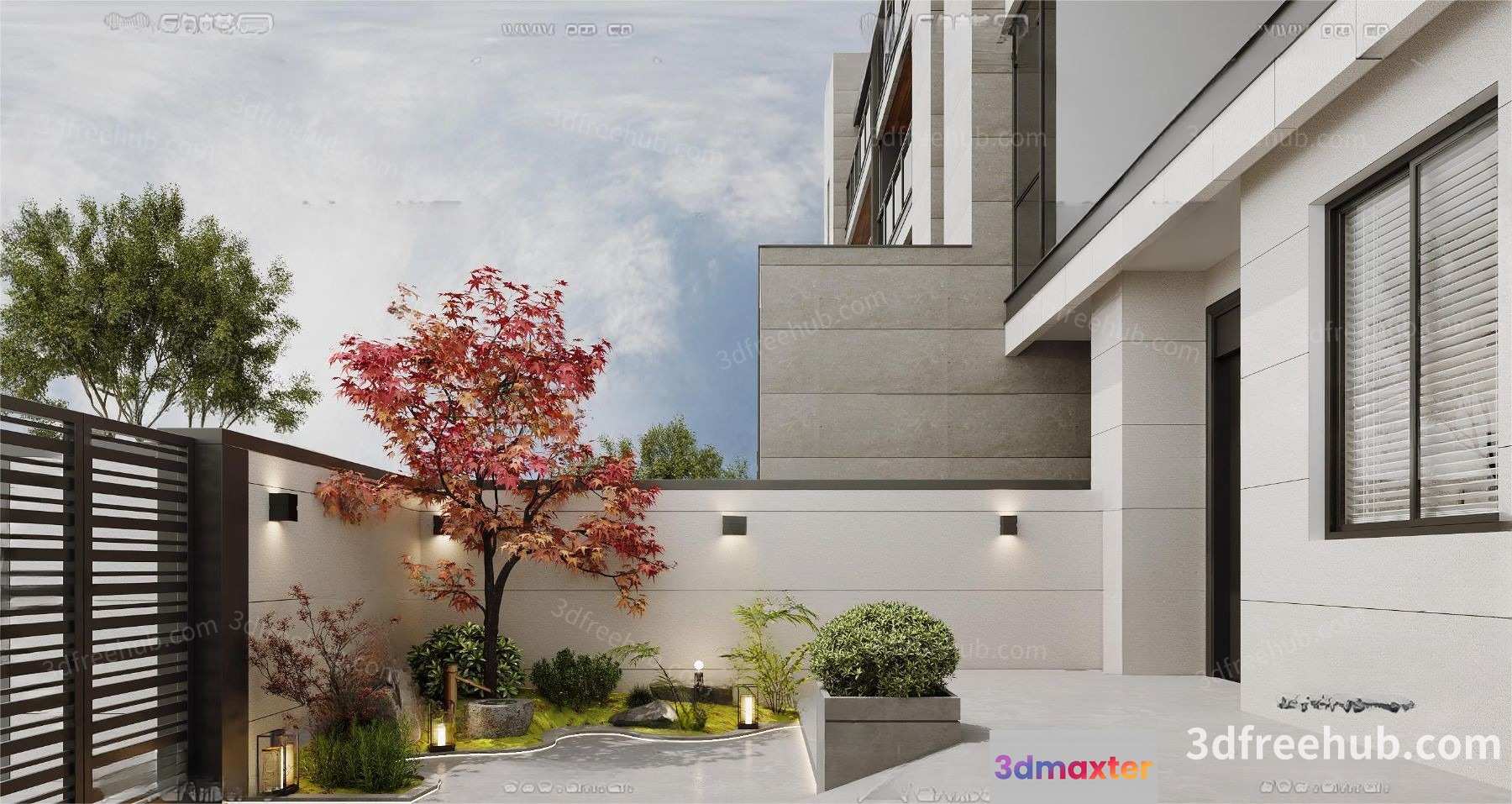 Modern Minimalist House 3D Model - 23189 - VRAY Render