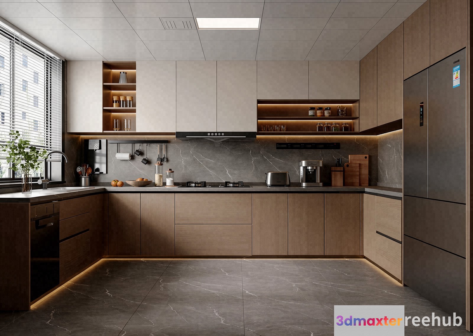 Modern Kitchen Design 3D Model - 22883 - VRAY Render