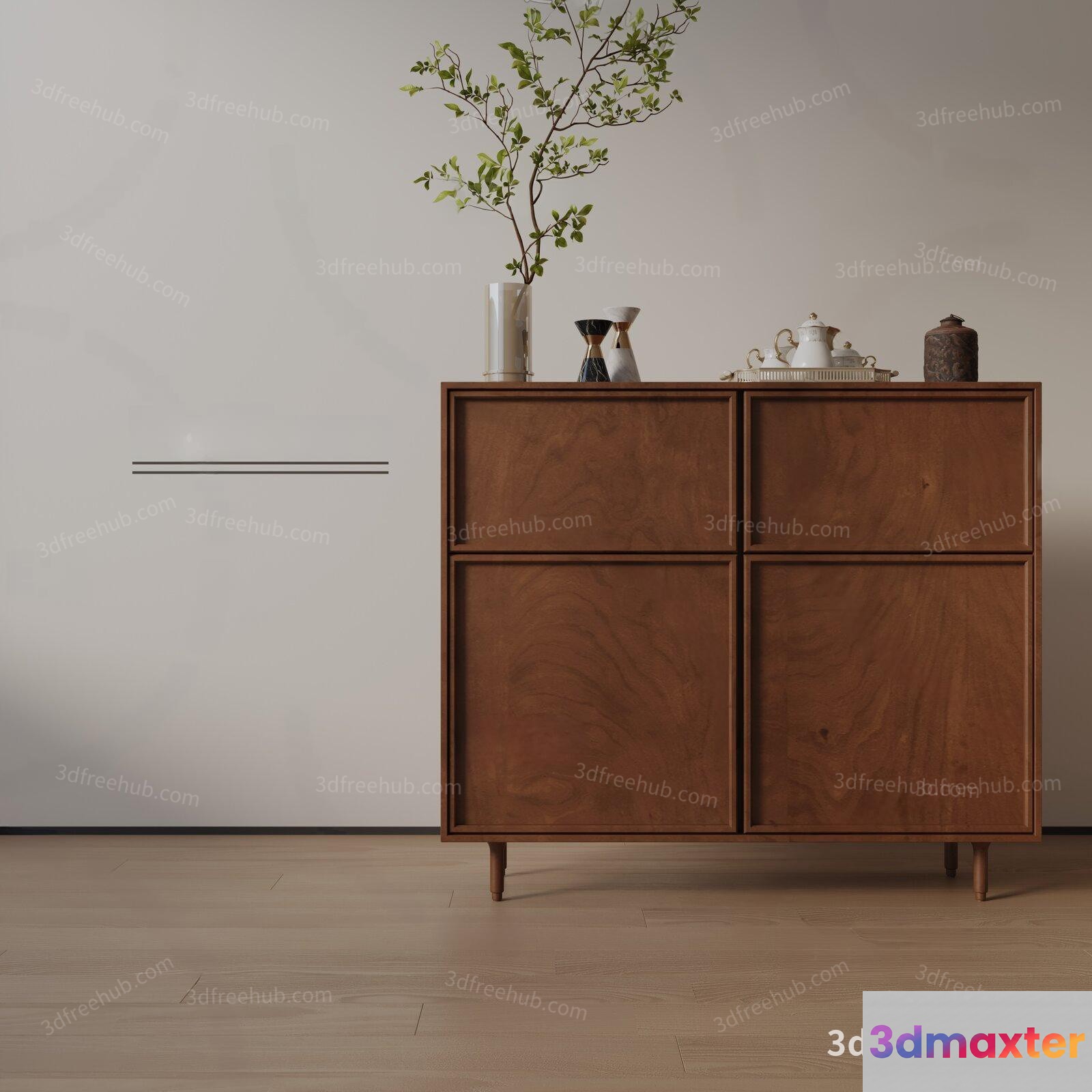 Mid-Century Modern Dresser 3D Model - 18967 - VRAY Render