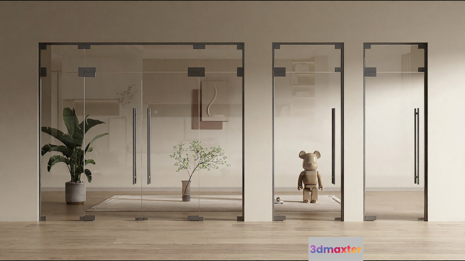 Modern Glass Doors 3D Model - 21039 - VRAY Render