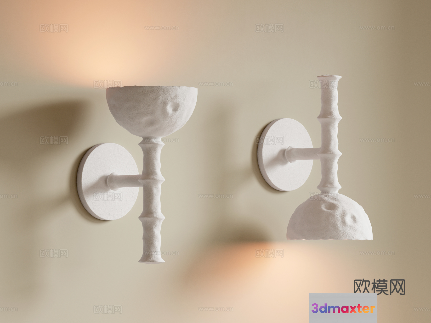 Modern White Wall Sconces 3D Model - 19125 - VRAY Render