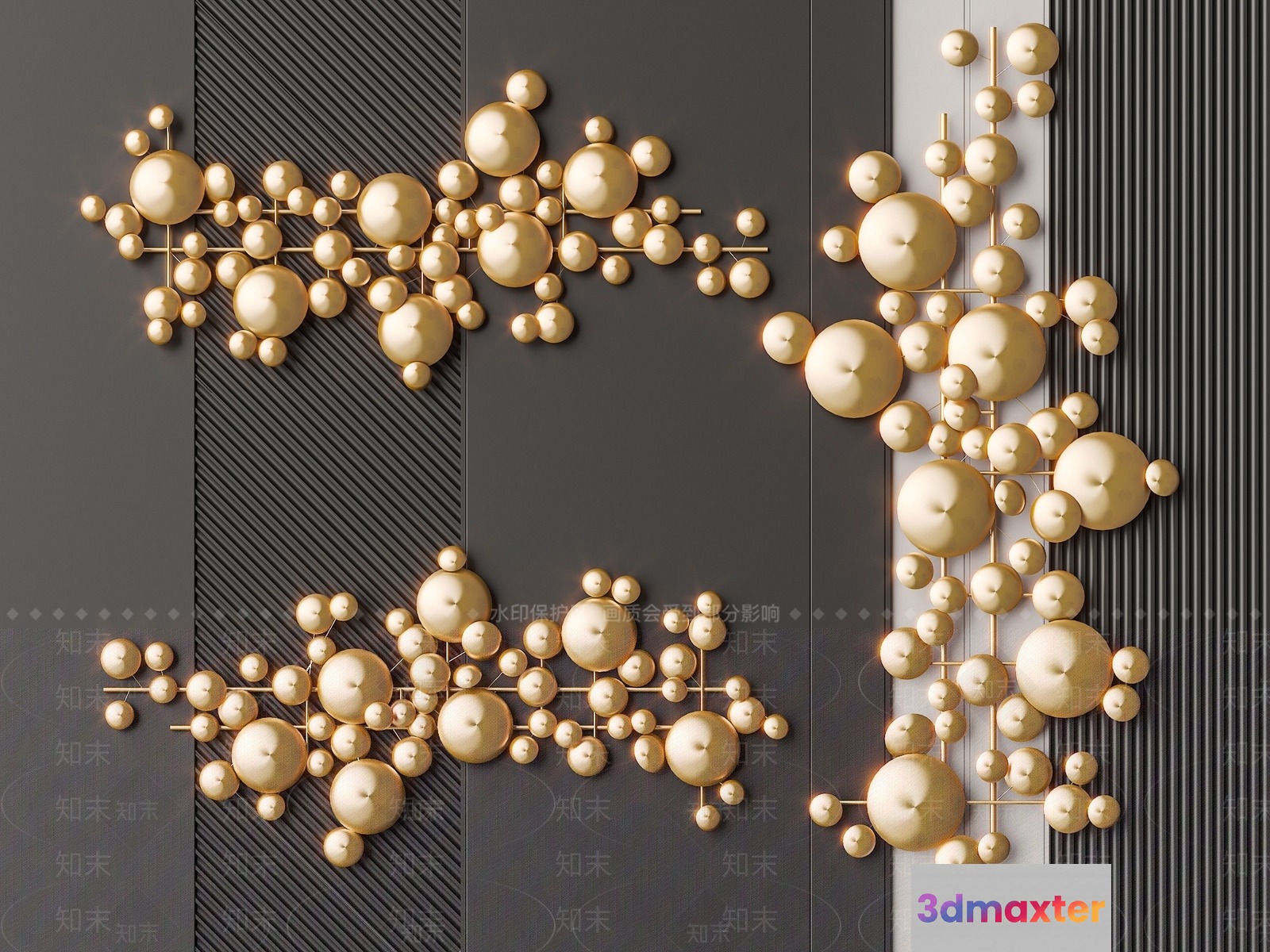 Gold Light Fixture 3D Model - 13056 - VRAY Render