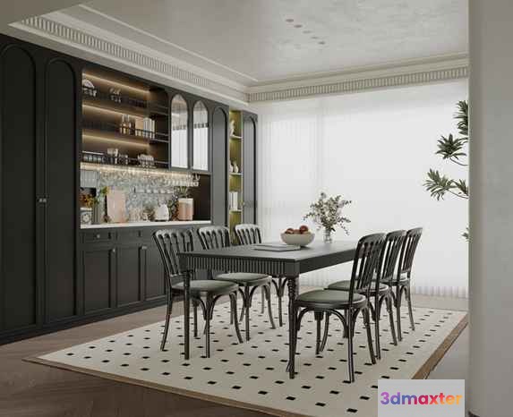 Modern Dining Room 3D Model - 7211 - CORONA Render