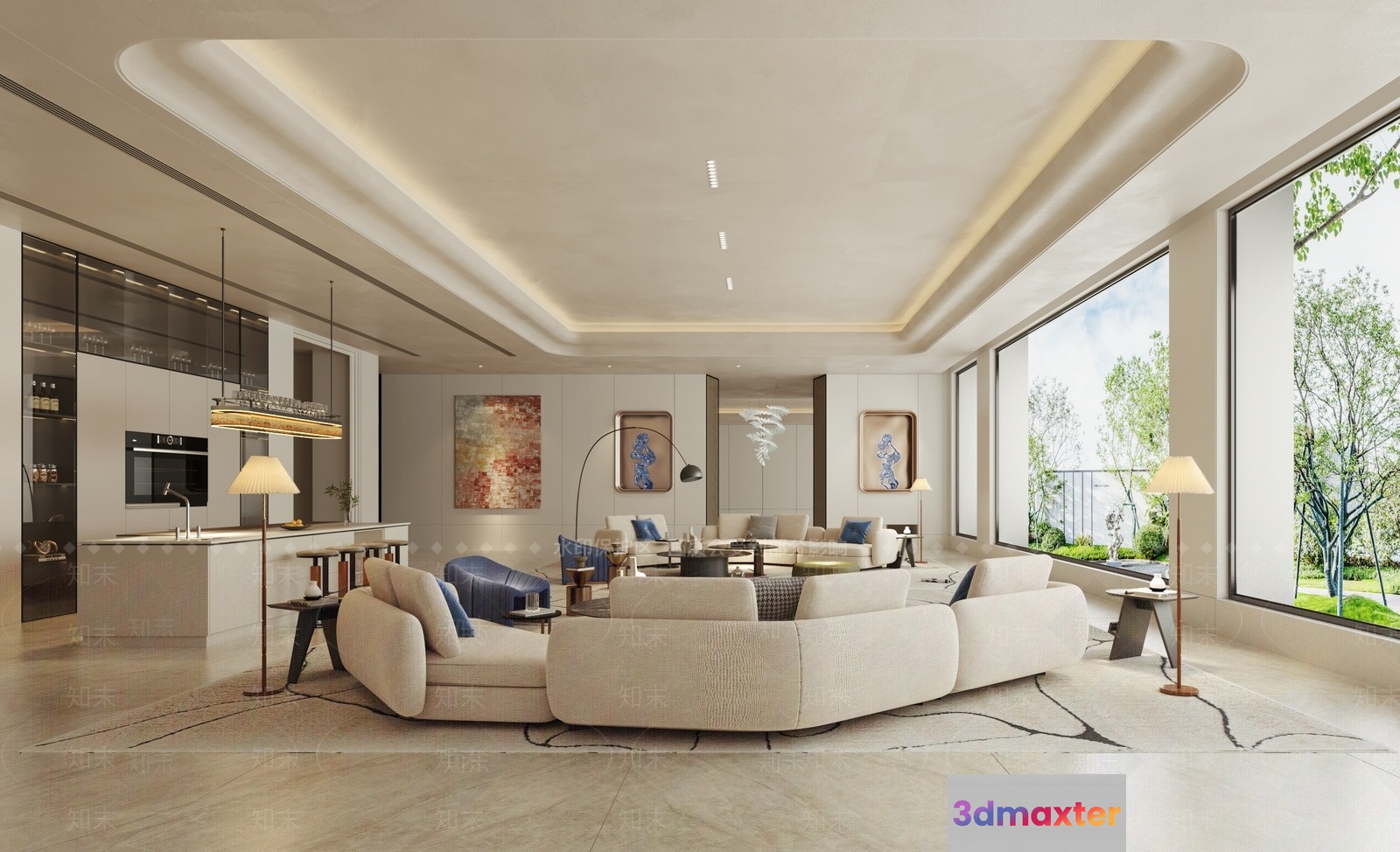 Modern Living Room 3D Model - 7422 - VRAY Render
