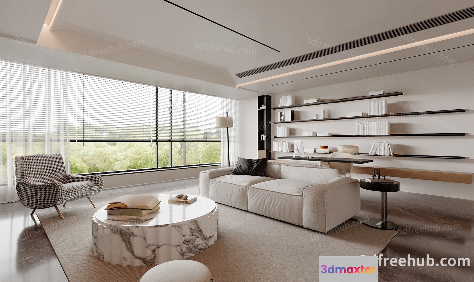 Modern Living Room 3D Model - 18764 - VRAY Render