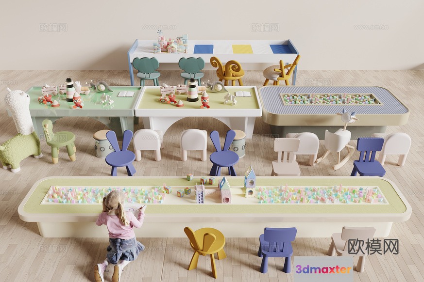A Child Playing With Toys 3D Model - 9311 - CORONA Render