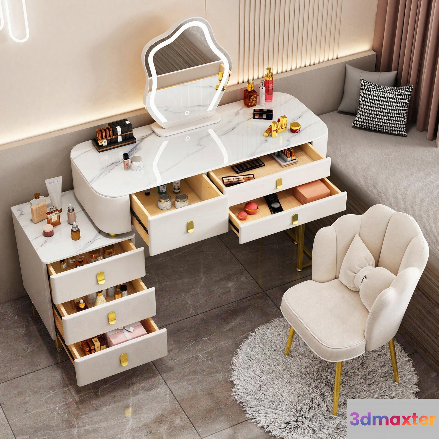 Modern White Vanity 3D Model - 12083 - VRAY Render