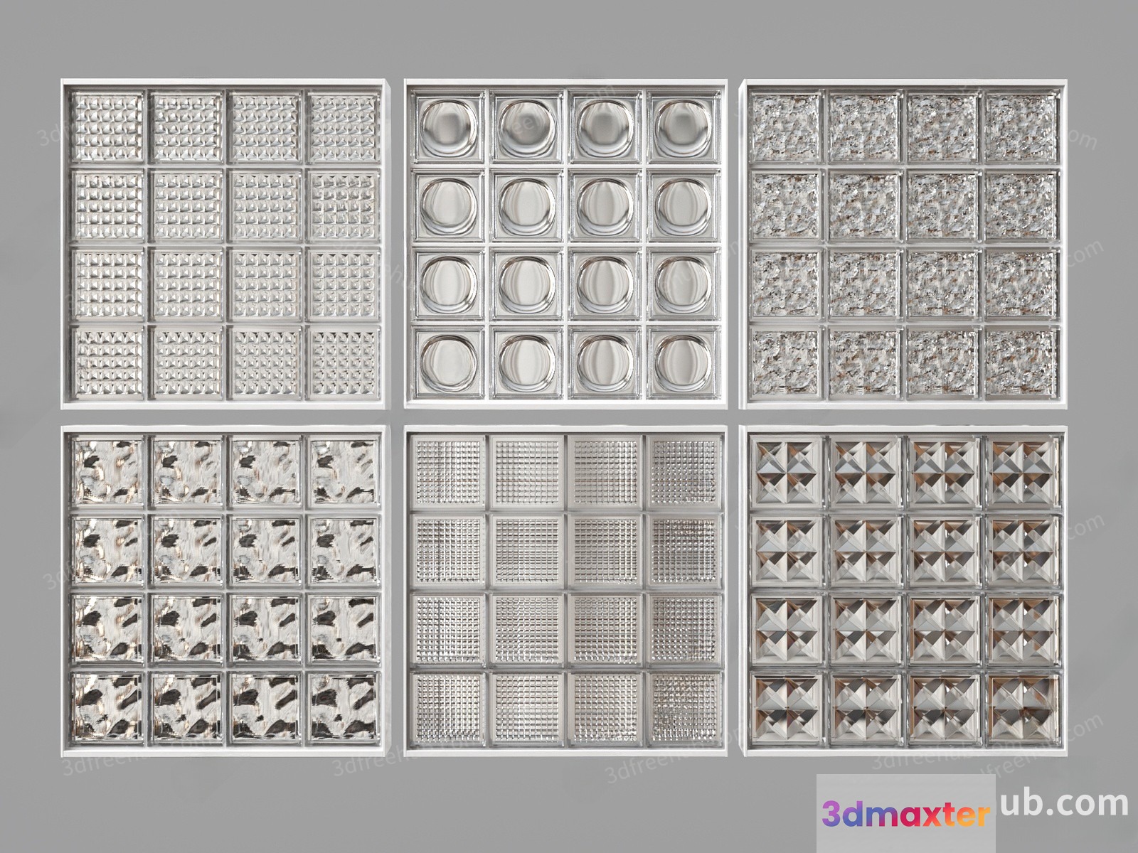 A Collection Of Glass Block Patterns 3D Model - 18747 - VRAY Render