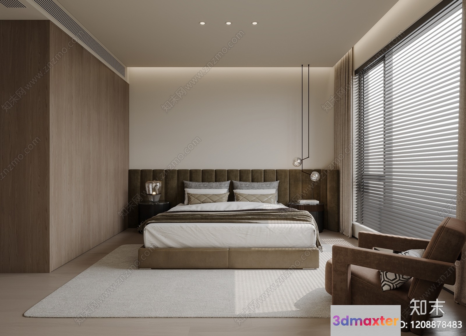 Modern Minimalist Bedroom 3D Model - 4424 - VRAY Render
