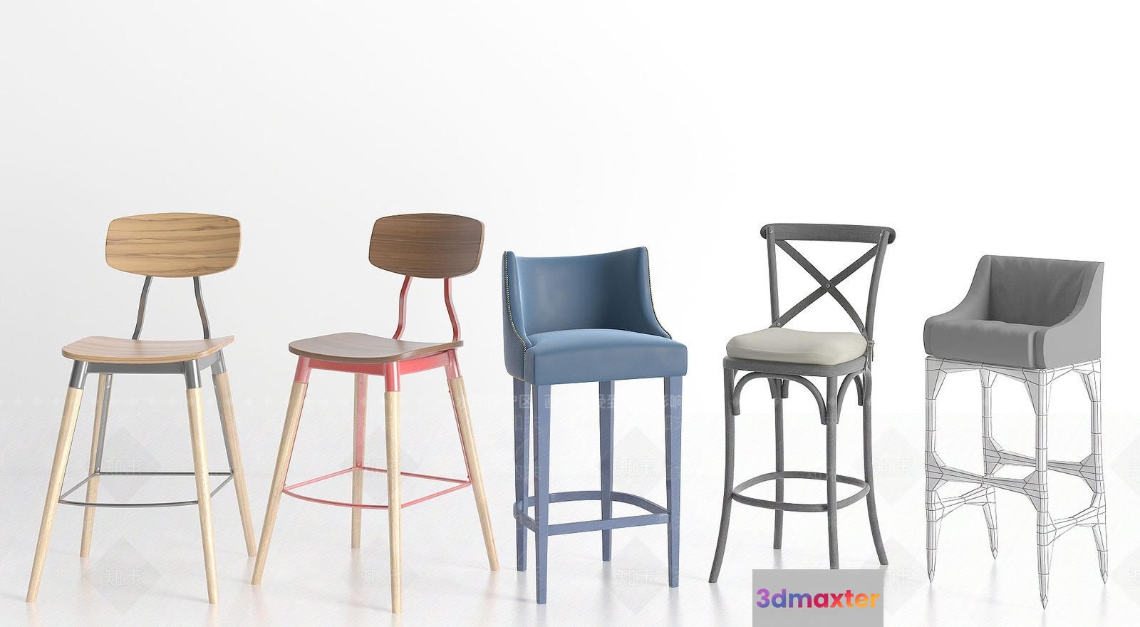 A Row Of Bar Stools 3D Model - 3932 - VRAY Render