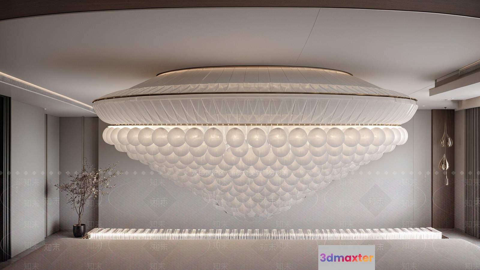 A Large White Chandelier 3D Model - 19229 - VRAY Render